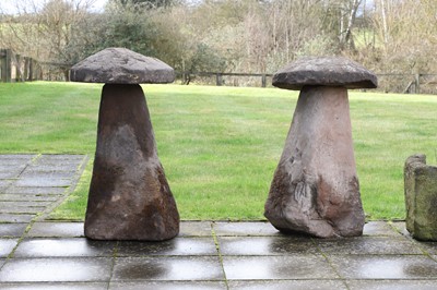 Lot 718 - Two red sandstone staddle stones