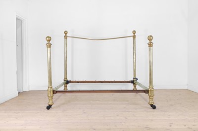 Lot 145 - A Victorian polished brass double bed