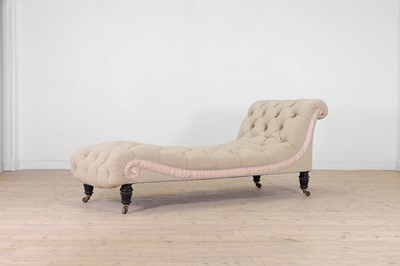 Lot 128 - A late Victorian ebonised wooden chaise longue