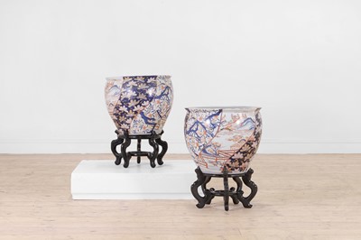 Lot 176 - A pair of Imari porcelain jardinières