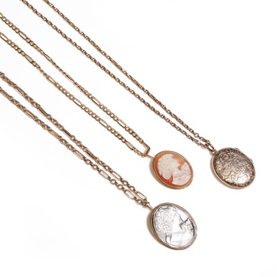 Lot 302 - A group of three pendants and chains