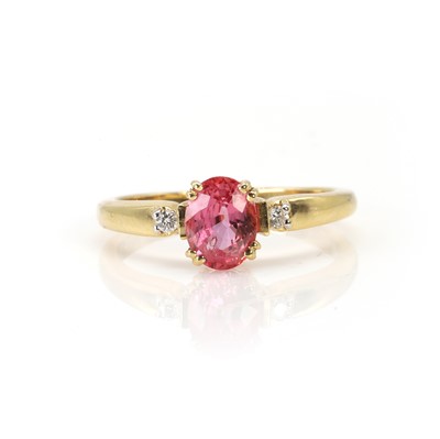 Lot 83 - An 18ct gold pink sapphire and diamond ring