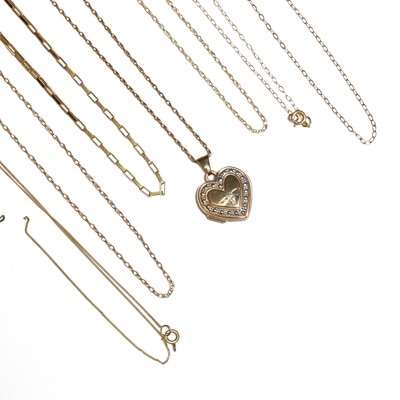 Lot 268 - A group of 9ct gold pendants and chains