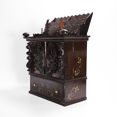 Lot 152 - A small ivory-inlaid rosewood writing cabinet