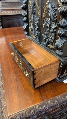 Lot 152 - A small ivory-inlaid rosewood writing cabinet