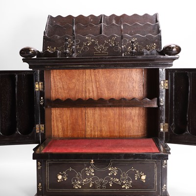 Lot 152 - A small ivory-inlaid rosewood writing cabinet