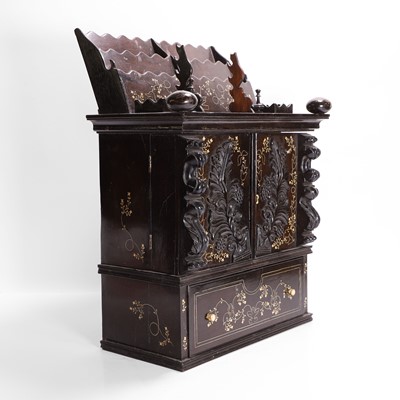Lot 152 - A small ivory-inlaid rosewood writing cabinet