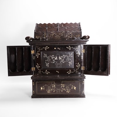 Lot 152 - A small ivory-inlaid rosewood writing cabinet