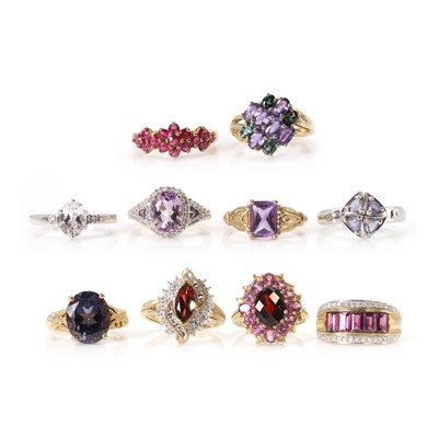 Lot 262 - A group of ten gemstone set rings