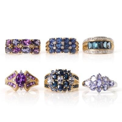 Lot 259 - A collection of 9ct gold gemstone set rings