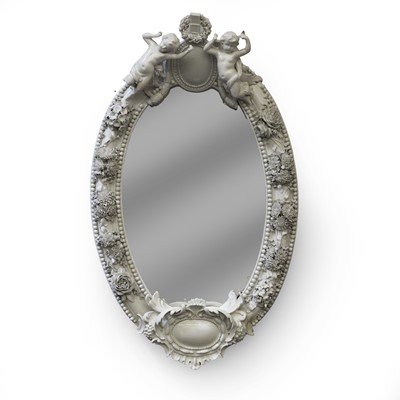 Lot 551 - A Berlin porcelain Blanc de chine wall mirror