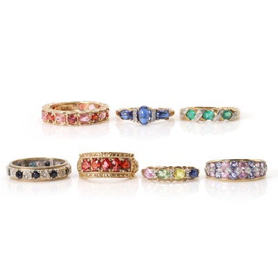 Lot 258 - A group of 9ct gold gemstone set rings