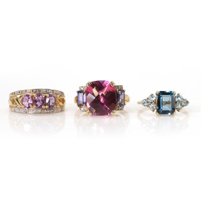 Lot 238 - A group of six 9ct gold gemstone set rings