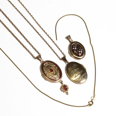 Lot 305 - A group of three locket pendants