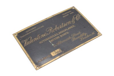 Lot 22 - A Valentine Robertson & Co. dashboard plate