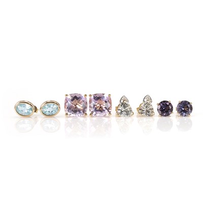Lot 228 - A group of gemstone set stud earrings