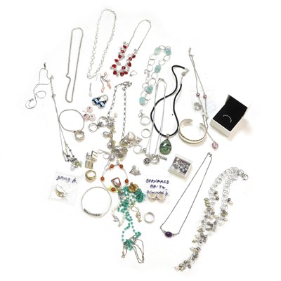 Lot 338 - A collection of silver and costume jewellery
