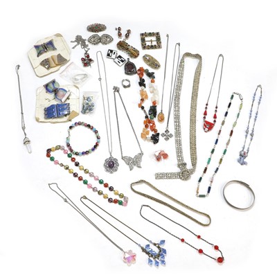 Lot 341 - A collection of silver, costume jewellery and vintage buckles