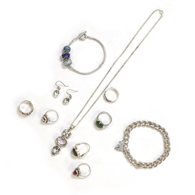 Lot 339 - A collection of silver and costume jewellery