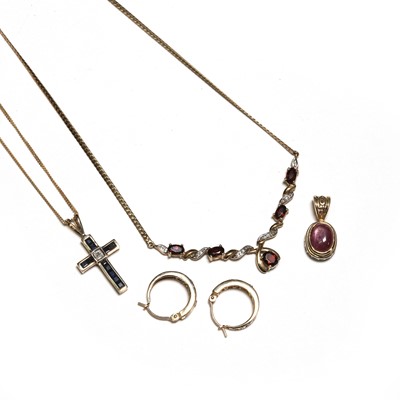 Lot 280 - A group of 9ct gold gemstone set jewellery