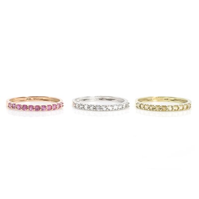 Lot 192 - A set of three 14ct gold half eternity rings