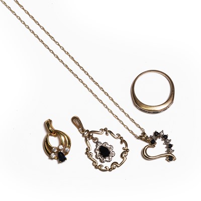 Lot 210 - A small group of sapphire and diamond jewellery