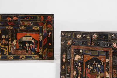 Lot 88 - Two export lacquered camphor wood trunks