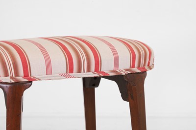 Lot 19 - Two George III-style upholstered mahogany stools