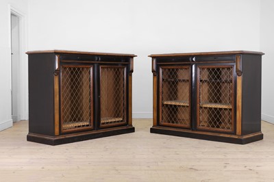 Lot 9 - A pair of fruitwood and ebonised library bookcases