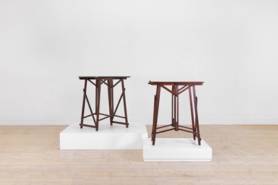 Lot 3 - A near pair of teak folding campaign tables