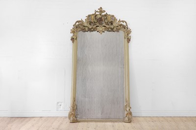 Lot 162 - A Louis XV-style painted and parcel-gilt overmantel mirror