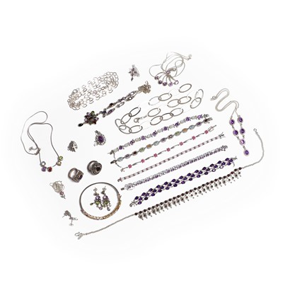 Lot 339 - A collection of silver gemstone set jewellery
