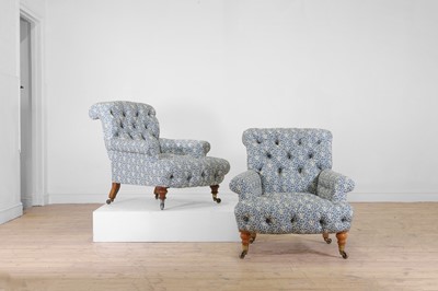 Lot 549 - A matched pair of early Victorian club armchairs by Howard & Sons