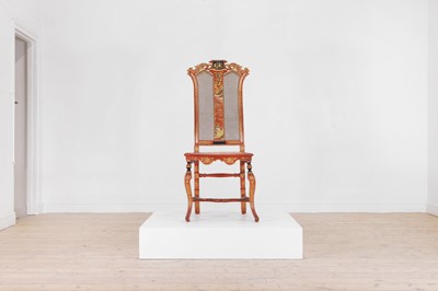 Lot 174 - A Queen Anne scarlet and gilt-japanned side chair