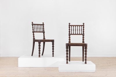 Lot 151 - A pair of Victorian simulated rosewood side chairs