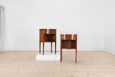 Lot 243 - A pair of George III mahogany and boxwood strung bedside tables
