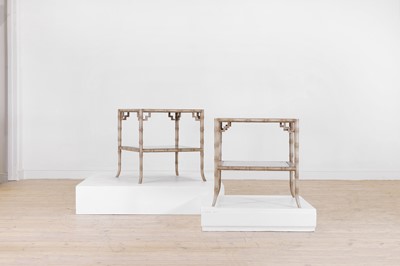 Lot 219 - A pair of Regency-style painted faux bamboo side tables