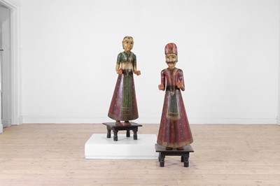Lot 315 - A pair of polychrome-painted ceremonial figures