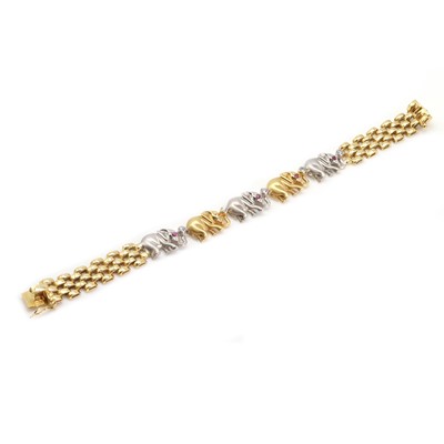 Lot 195 - A two colour gold fancy link bracelet
