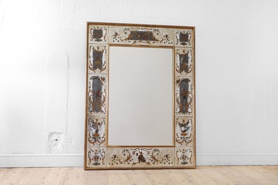 Lot 323 - A giltwood and verre églomisé glass mirror