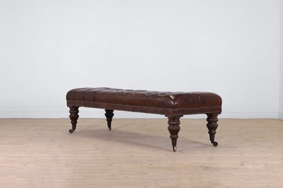 Lot 407 - A George IV-style leather and mahogany footstool