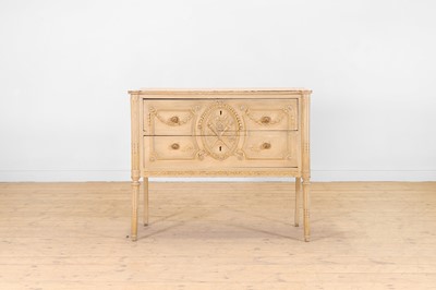 Lot 359 - A small Louis XVI-style painted and parcel-gilt wooden commode