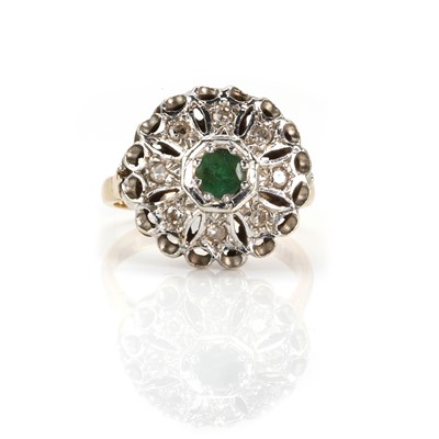 Lot 148 - A 9ct gold emerald and diamond ring