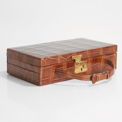 Lot 450 - An Asprey crocodile travelling jewellery case