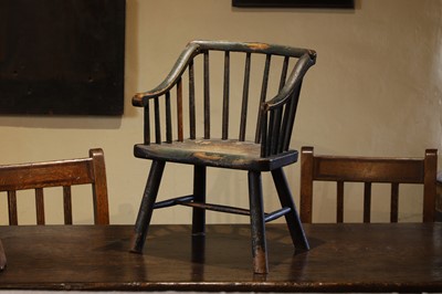 Lot 514 - A painted ash and elm child's Windsor chair