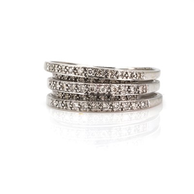 Lot 121 - A 9ct white gold five row diamond band ring