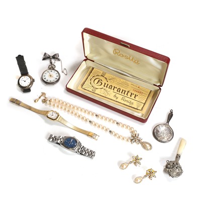 Lot 331 - A collection of silver, watches, and costume jewellery