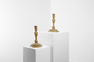 Lot 168 - A pair of Louis XV-style ormolu candlesticks