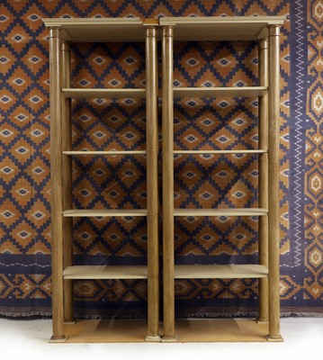 Lot 631 - A pair of tall painted open shelves