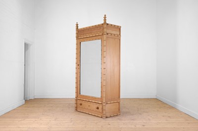 Lot 545 - A pine and beech, faux bamboo single wardrobe